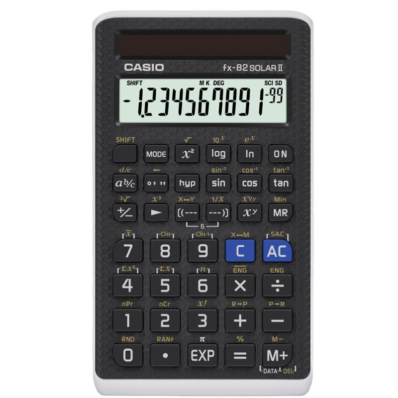 CASIO calculatrice FX-82 SolarII, noir, batterie solaire, 144 fonctions